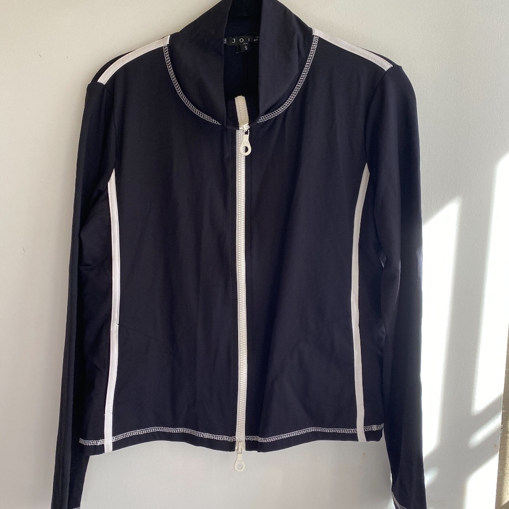 Zip up Athleisure Jacket Joia New Black with white trim size small